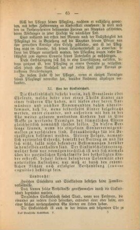 XI. Von der Einkindschaft