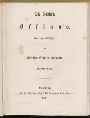 Bd. 2: Die Gedichte Ossian's