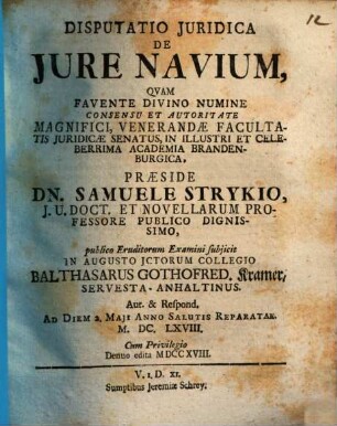 Disp. ... de iure navium