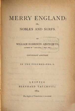 Merry England; or, Nobles and serfs, 1
