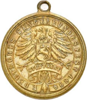 Medaille auf das 5. Deutsche Sängerbundfest in Stuttgart 1896