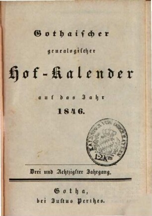 Gothaisches genealogisches Taschenbuch. 1846 = Jg. 83