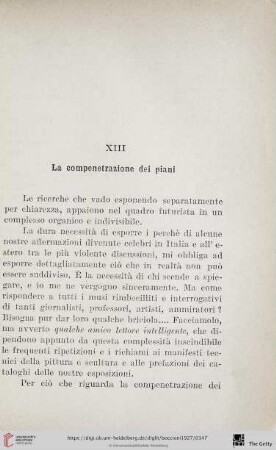 XIII La compenetrazione dei piani