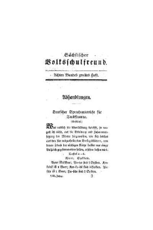 Deutscher Sprachunterricht für Taubstumme : (Fortsetzung) ; (Abhandlung)