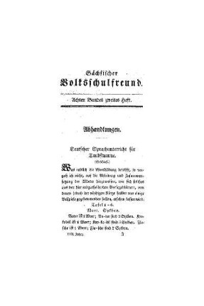 Deutscher Sprachunterricht für Taubstumme : (Fortsetzung) ; (Abhandlung)