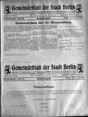 Sonderausgabe, 30. Juni 1924 und 3. Juli 1924