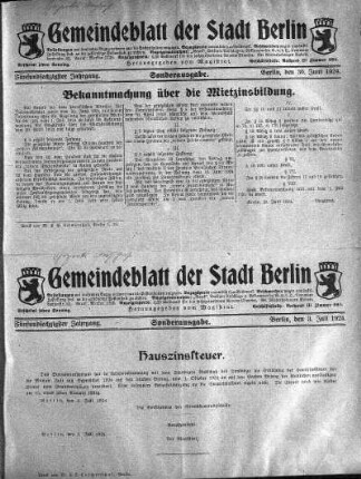 Sonderausgabe, 30. Juni 1924 und 3. Juli 1924