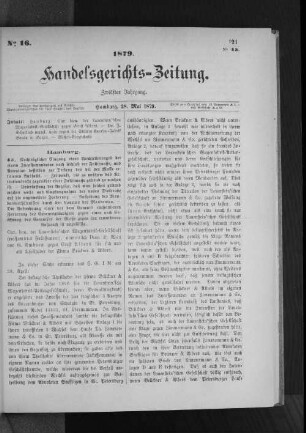 No 16. 1879. Handelsgerichts-Zeitung.