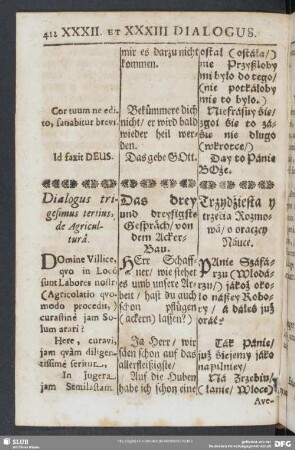 Dialogus trigesimus tertius, de Agricultura
