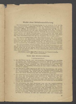 Muster einer Betriebsvereinbarung
