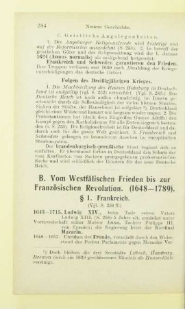 B. Vom Westfälischen Frieden bis zur Französischen Revolution. (1648 - 1789)