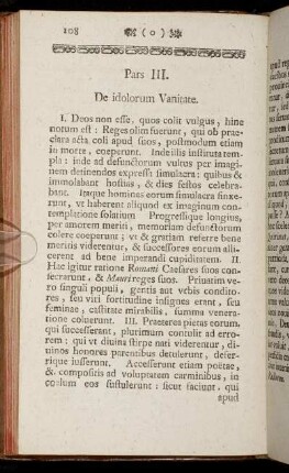 Pars III. De idolorum Vanitate.