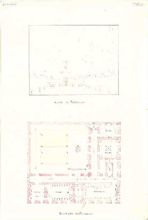 Gärtner, Friedrich von; Tivoli (Latium, Italien); Seminar - Grundriss; Refectorium (Perspektive)