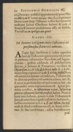 Caput III. De Errore vel ignorantia Testatoris in personae ...