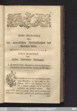 Erstes Hauptstück. Von diesem Verderben überhaupt.