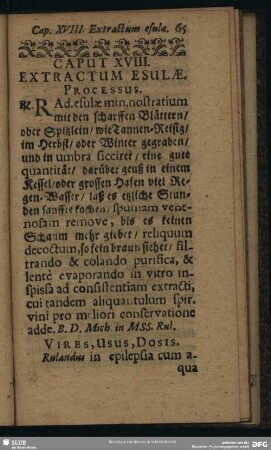 Caput XVIII. Extractum Esulae