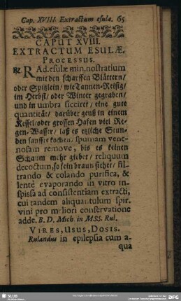 Caput XVIII. Extractum Esulae