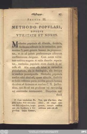 Sectio III. De Methodo Populari, Eiusque Utilitate Et Noxiis.