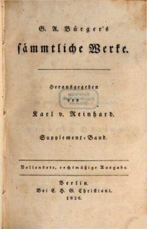 G. A. Bürger's Leben