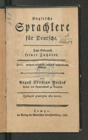Englische Sprachlere für Deutsche : Zum Gebrauch seiner Zuhörer