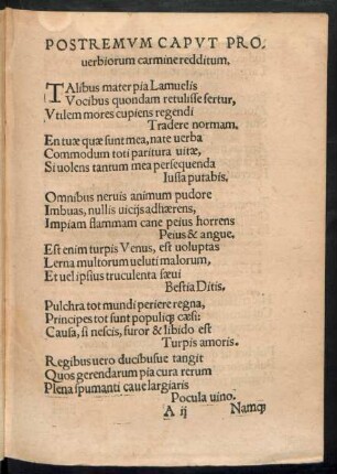 Postremum Caput Proverbiorum carmine redditum.