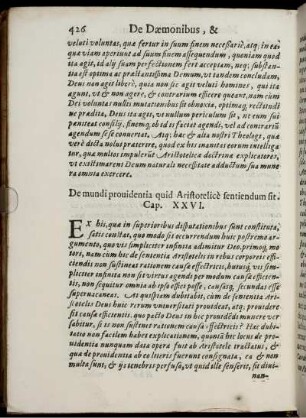 De mundi providentia quid Aristotelice sentiendum sit. Cap. XXVI.