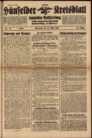 Erste Ausgabe vom Mittwoch, den 24. April 1940.