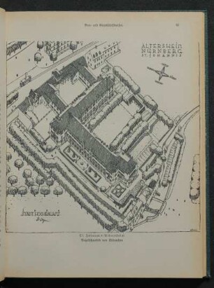St. Johannis-Altersheim. Vogelschaubild von Südwesen.