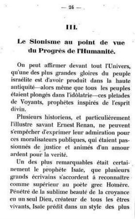 Le Sionisme au point de vue du progrès de l'humanité