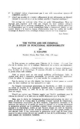 501-503, The victim and his criminal - A study in functional responsibility, by S. Schafer