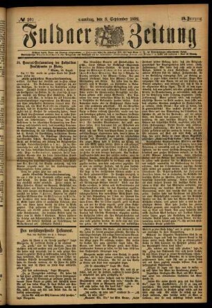 Ausgabe vom Samstag, den 03. September 1892.