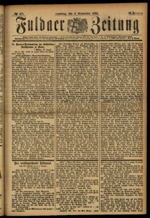Ausgabe vom Samstag, den 03. September 1892.
