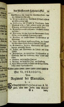 Der VI. Periodus. Vom Regiment der Maccabäer.
