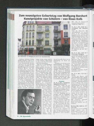 Zum neunzigsten Geburtstag von Wolfgang Borchert Kunstprojekte von Schülern - von Klaus Kolb