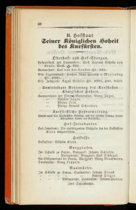 II. Hofstaat Seiner königlichen Hoheit des Kurfürsten.