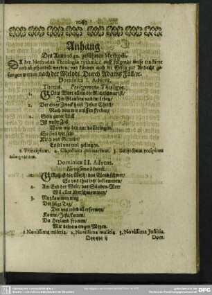 Anhang, Des Anno 1642 geführten Methodi