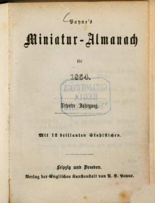 Payne's Miniatur-Almanach, 10. 1854