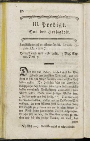 III. Predigt. Von der Heiligkeit.