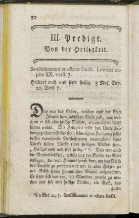 III. Predigt. Von der Heiligkeit.