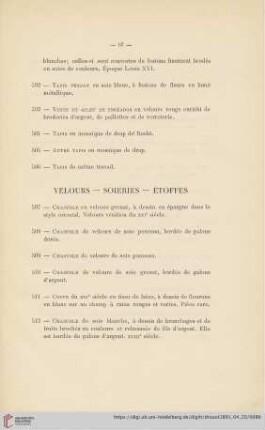 Velours - Soieries - Étoffes (Nr. 507 - 540)