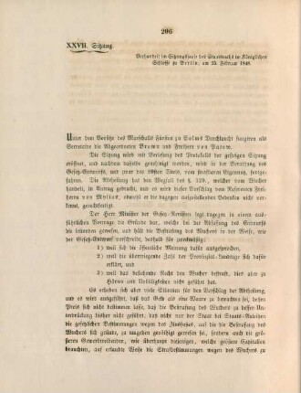 XXVII. Sitzung. Verhandelt ... zu Berlin, am 25. Februar 1848
