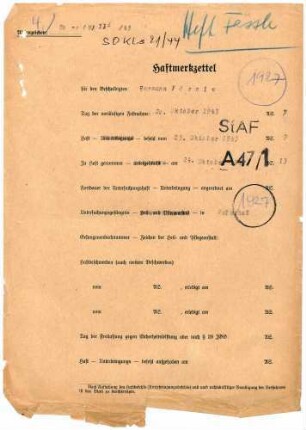 Angeklagte: Mülhaupt, Eugen (Metzgermeister); Waldshut, *14.09.1911 in Waldshut; + ? Gerber, Stephan (Schlachthausaufseher); Waldshut, *30.12.1897 in Forchheim; + ? Welte, Dominikus (Landwirt); Dogern, *15.07.1903 in Dogern; + ? Fässle, Hermann (Kraftfahrer); Lottstetten, *24.09.1888 in Lottstetten; + ? Delikt: Verbrechen gegen die Kriegswirtschaftsverordnung Tatort: Waldshut Tatzeit: Juni 1940-April 1943