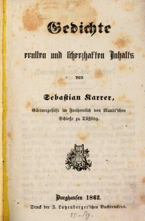 Gedichte ernsten und scherzhaften Inhalts