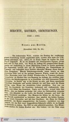 Berichte, Kritiken, Erörterungen 1843-1845