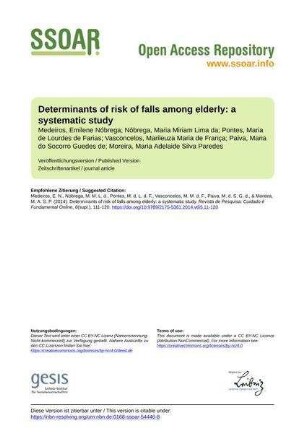 Determinants of risk of falls among elderly: a systematic study