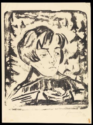 Lauschende (Sonia Gramatté, einen Vogel in den Händen)