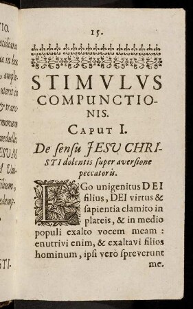 15-40, Stimvlvs Compunctionis. Caput I. - V.