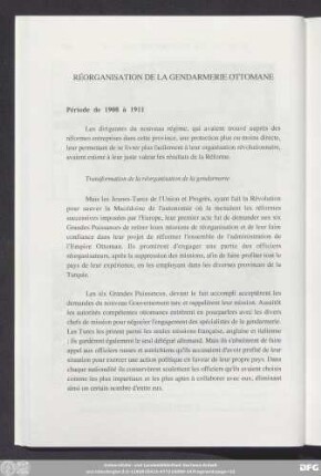 Réorganisation De La Gendarmerie Ottomane