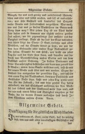 Danksagung für die göttlichen Wohlthaten.