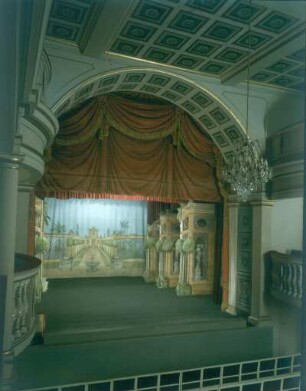 Gotha. Gothaer Hoftheater (Ekhof-Theater) im Westturm (Einbau 1681-1683) von Schloss Friedenstein. Blick zur Bühne